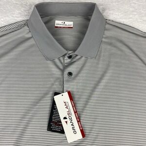 GrandSlam Performance Polo Shirt Mens XXLT Gray Stripes Stretch Easy Care NWT!